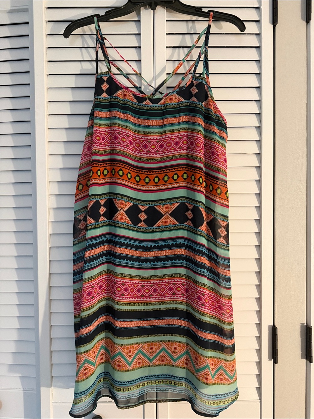 City Triangles Multicolor Striped Mini Dress in Black, Pink, Teal, Orange